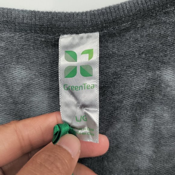 GREEN TEA TIE Dye Top Sweatshirt Women's Black/Grey Large - Picture 8 of 10